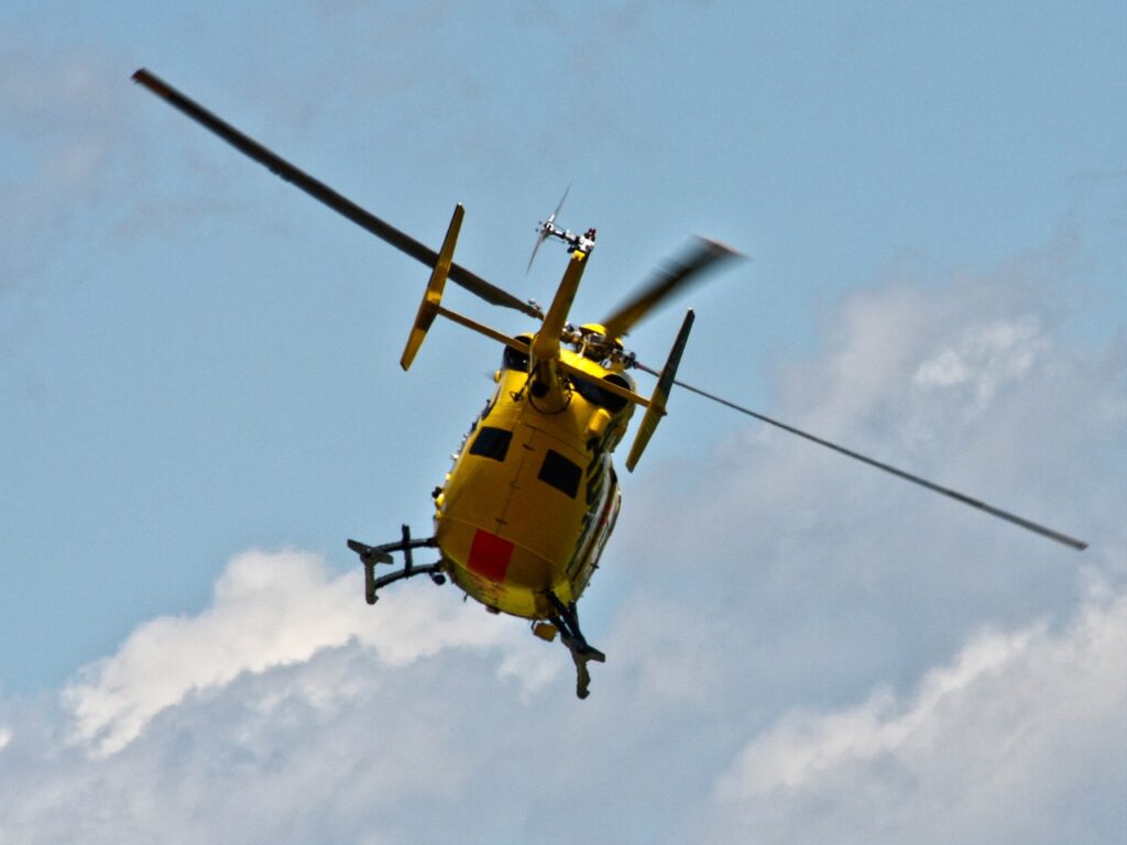 Helicopter flying in the sky