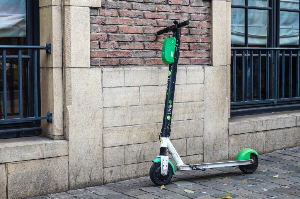 Scooter against wall