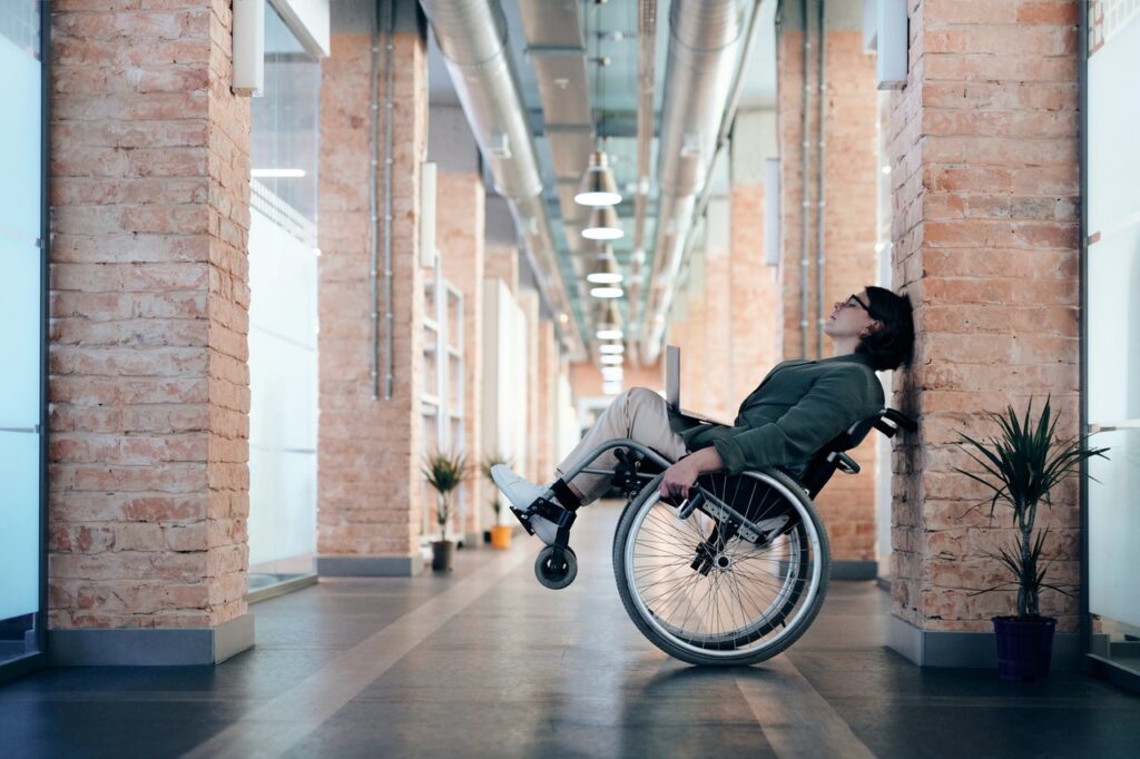 Woman in wheelchair - spinal cord injury