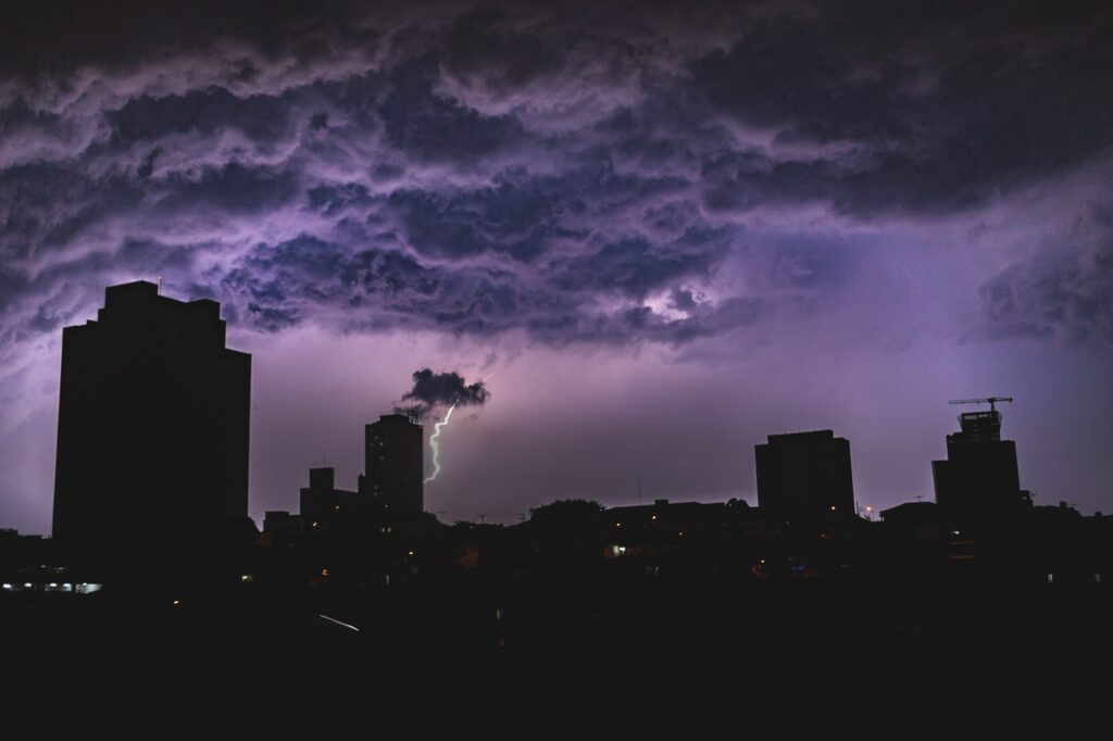 Stormy weather - dark sky with lots of clouds