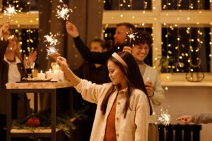 Kids with Christmas Sparklers