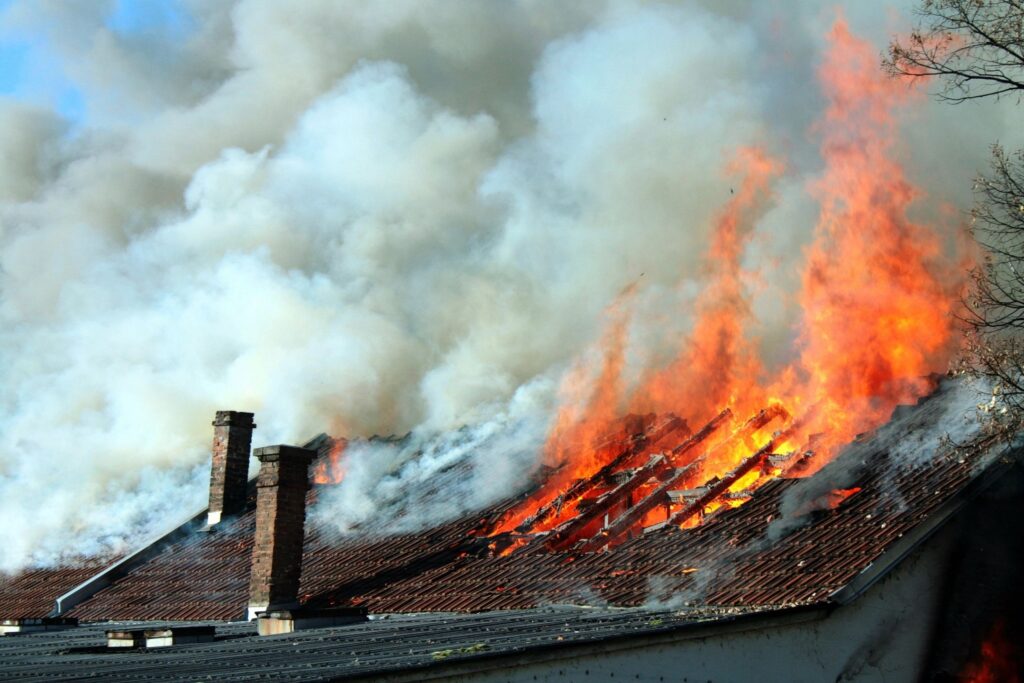 fire on rooftop